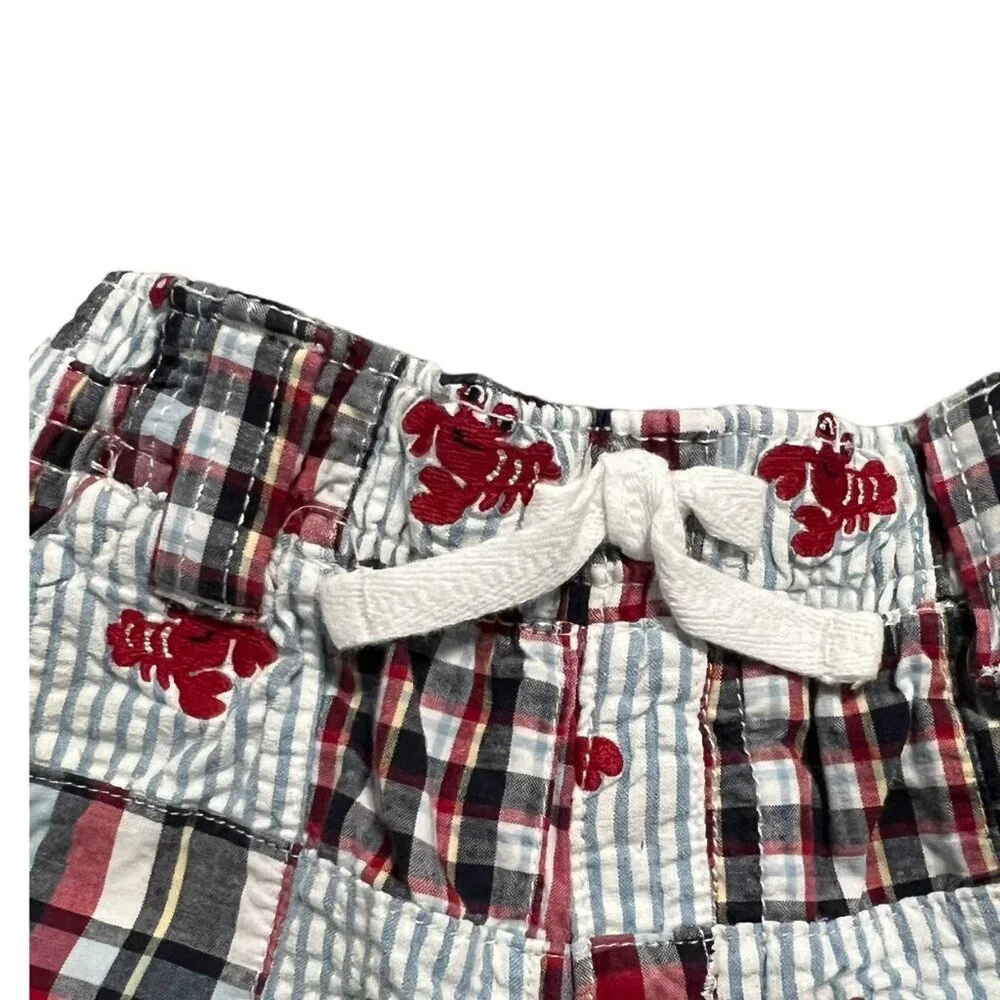 Gymboree 6-12m Lobster Appliqué Bodysuit & Madras Plaid Shorts